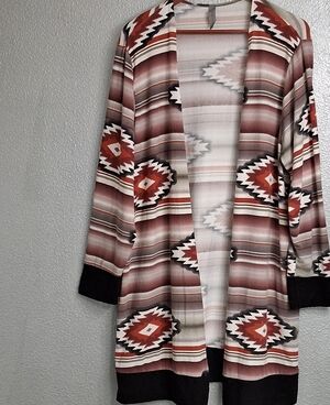 Honeyme Curvy Aztec Open Cardigan   Size XL